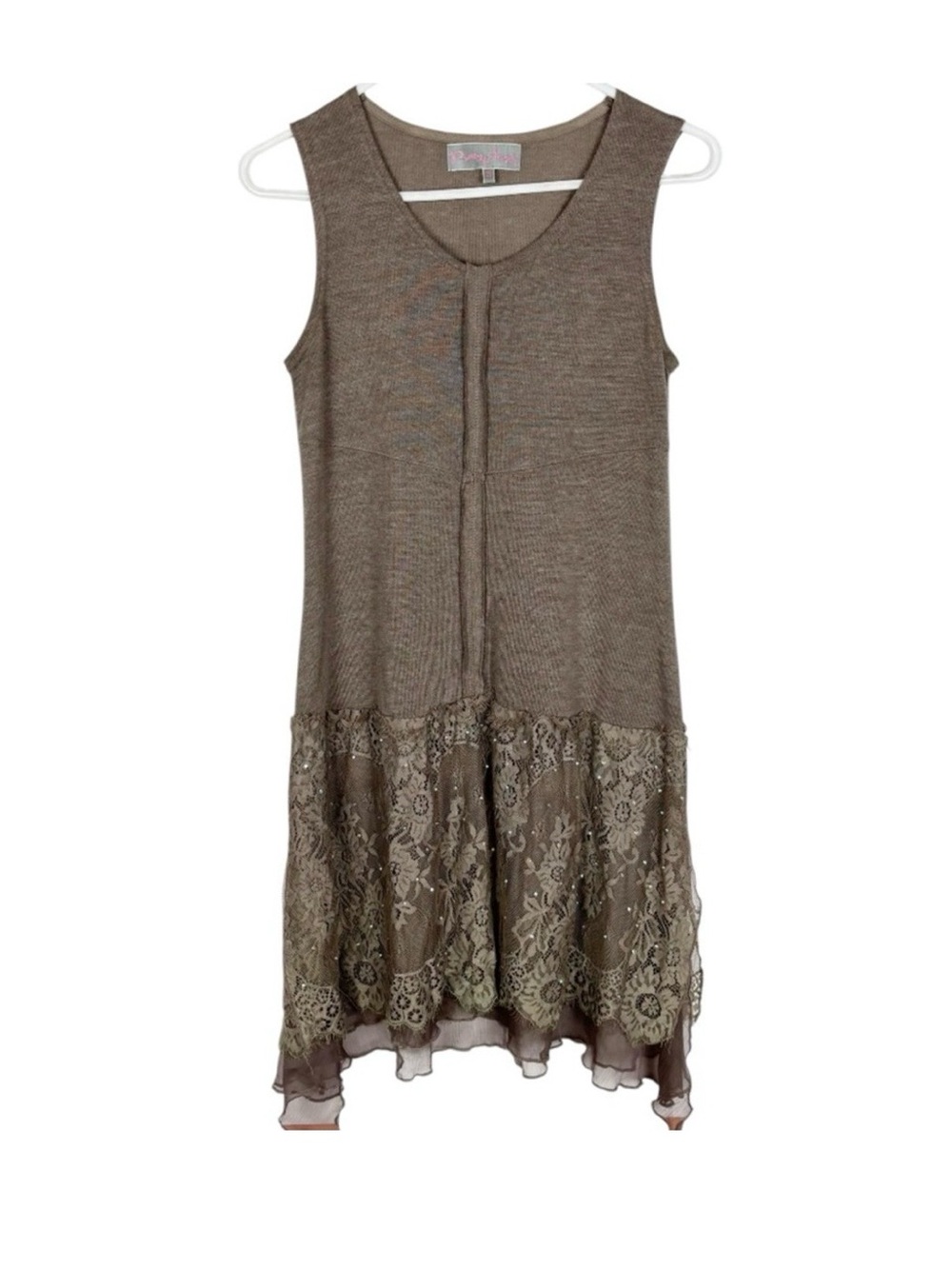 Pretty Angel Dress Small Lace
Sequins Fairycore Brown Cottagecore Linen Blend